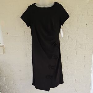 NWT Elegant Shelby & Palmer Black Dress Ruched with Bow Detail